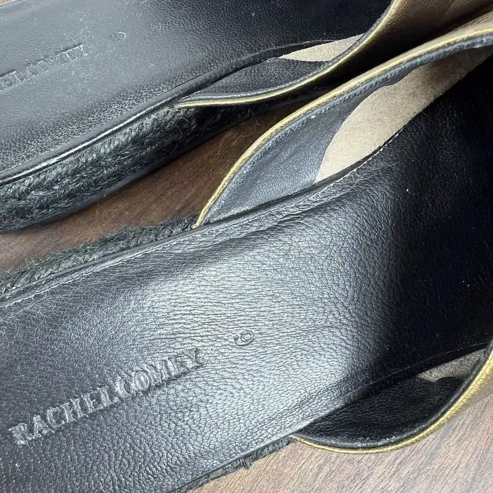 Rachel Comey Women’s Gold Leather Espadrilles Mules Size 6 Flats Shoes
